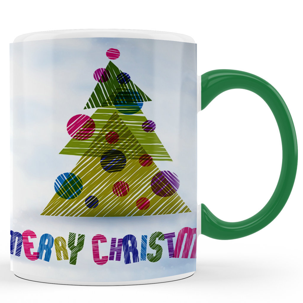 Printed Ceramic Coffee Mug | Merry Christmas Multi Color Printed |Merry Christmas Day Mug | 325 Ml 